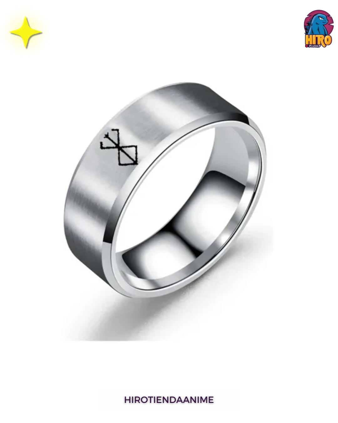 Anillo Berserk Marca del Sacrificio Plateado