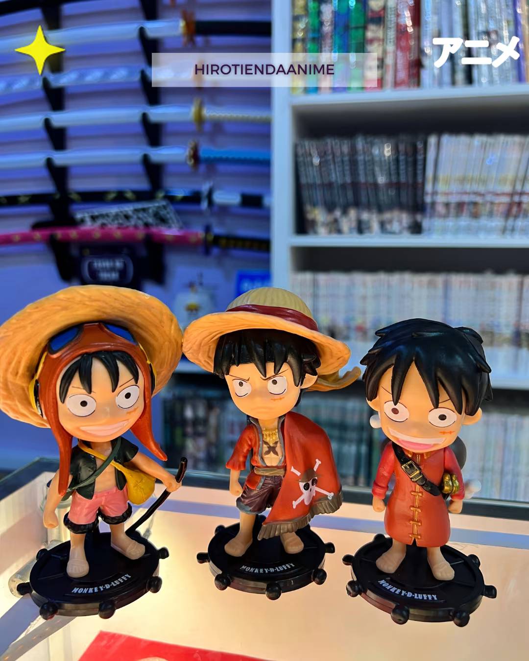 Set de 3 Figuras Chibi Monkey D. Luffy