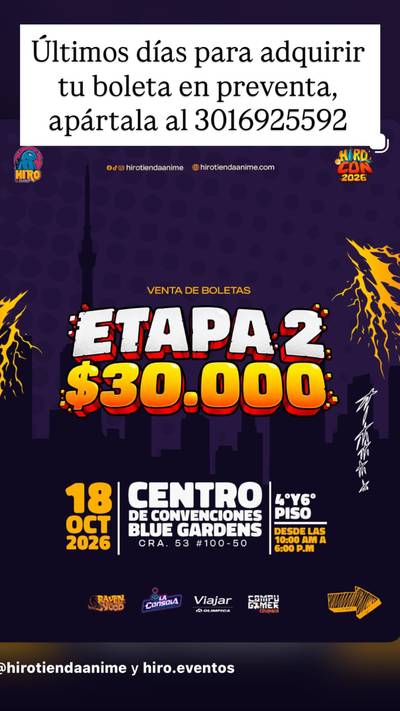 Últimos días para adquirir tu boleta en preventa, apártala al 3016925592